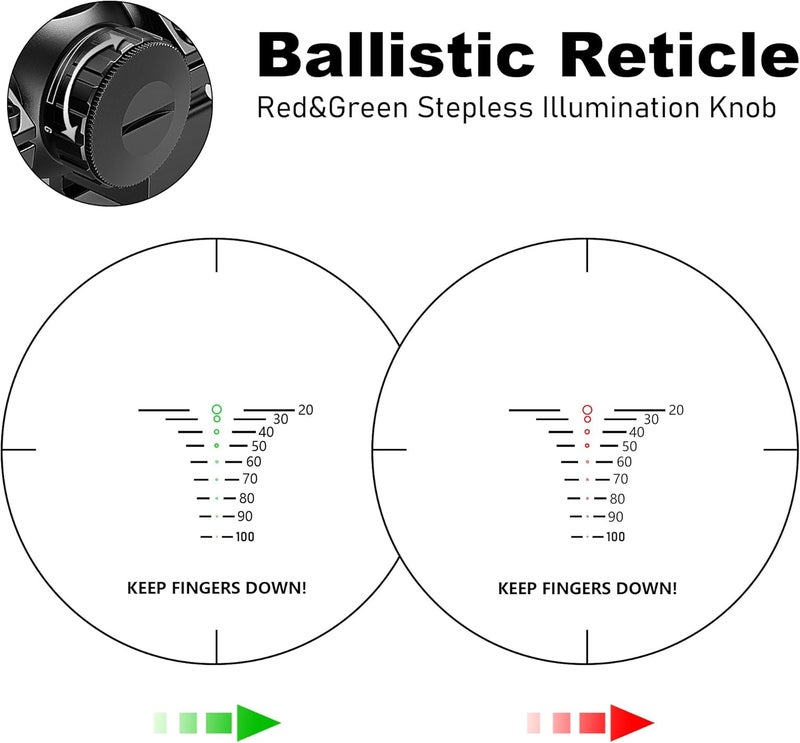 UUQ 1.5-5x32 Crossbow Scope,Circles and Rangefinder Etched Glass Ballistic Reticle Optic, 250-450 FPS Red Green Illuminated,Compact Crossbow Scope for Hunting 20-100 Yards with 20mm Scope Rings - Image 2